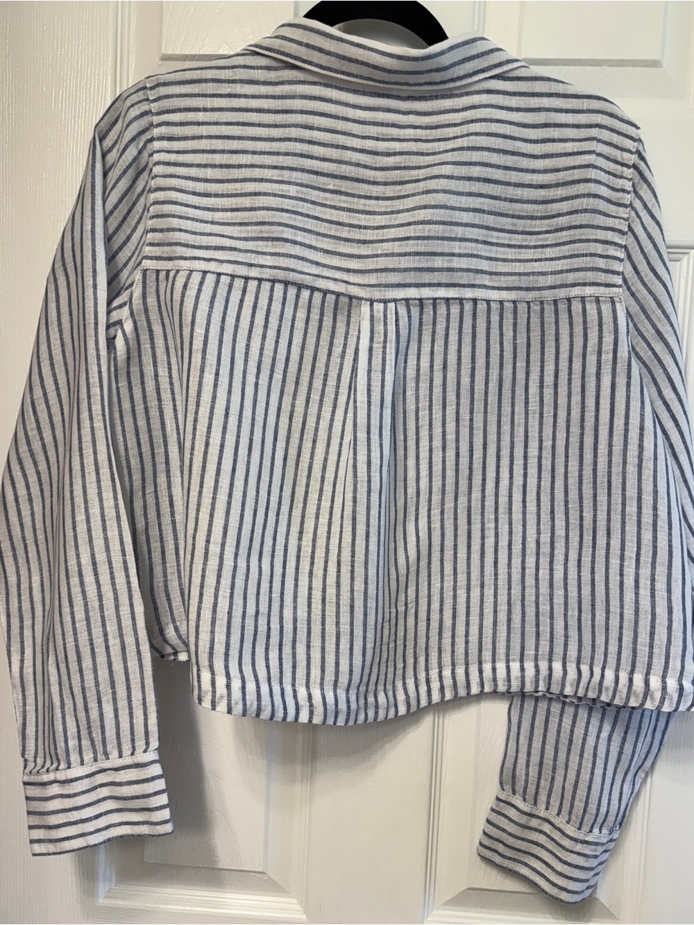 Christian Siriano White and Navy Striped Button-Front Blouse - Picture 3 of 3